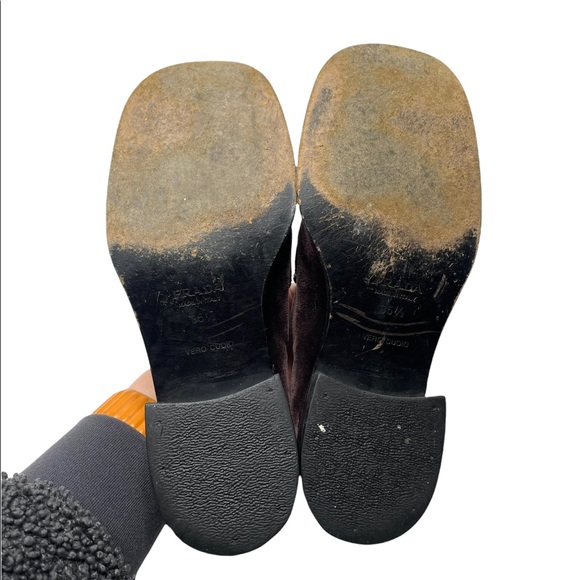 Prada | Y2K 90’s Vintage Brown Velvet Square Toe Chunky Logo Loafers 35.5 - Picture 12 of 12